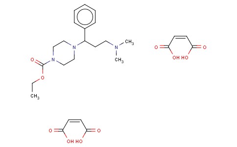 1-(3-DIMETHYLAMINO-1-PHENYLPROPYL)-4-(ETHOXYCARBONYL)PIPERAZINE BIS(HY DROGEN MALEATE)